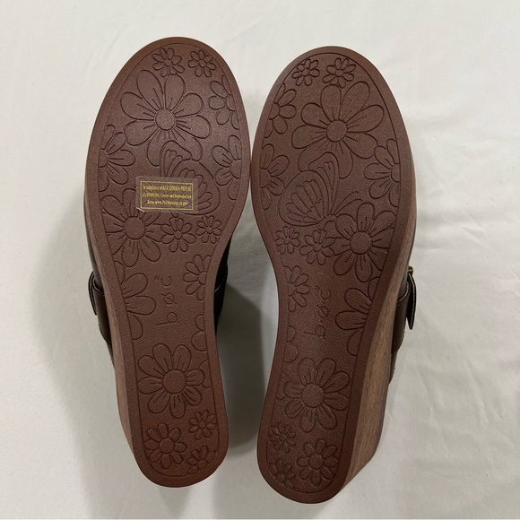 B.O.C Platform Chuncky Wedge Mule Medium Brown Buckle Clogs Slide Shoes Size 11 - Picture 8 of 16